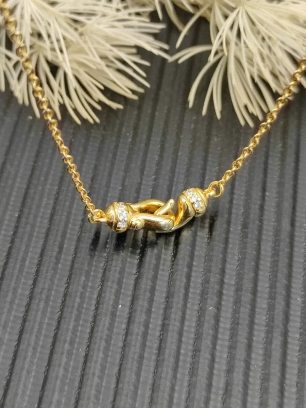 Women's David Yurman Gold Necklace with Sparkling Accents - Picture 3 of 4